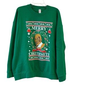 Funny Mike Tyson Holiday Christmas Crewneck Green Sweatshirt 2X